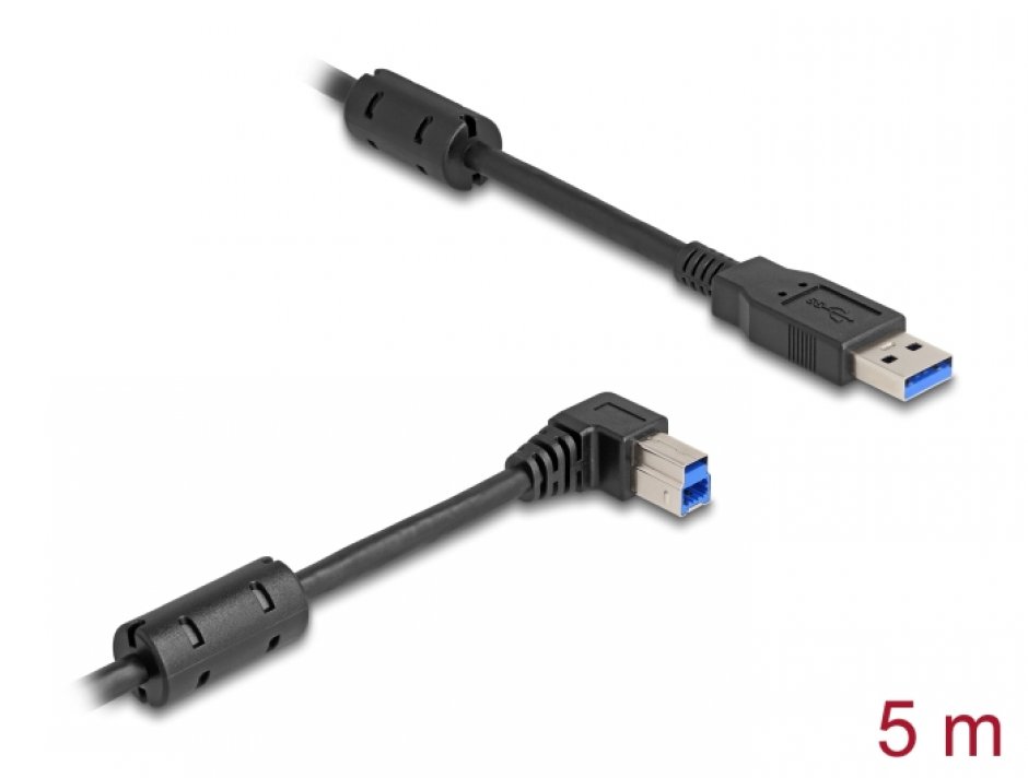Cablu USB 3.0 Delock 5m, Unghi Dreapta