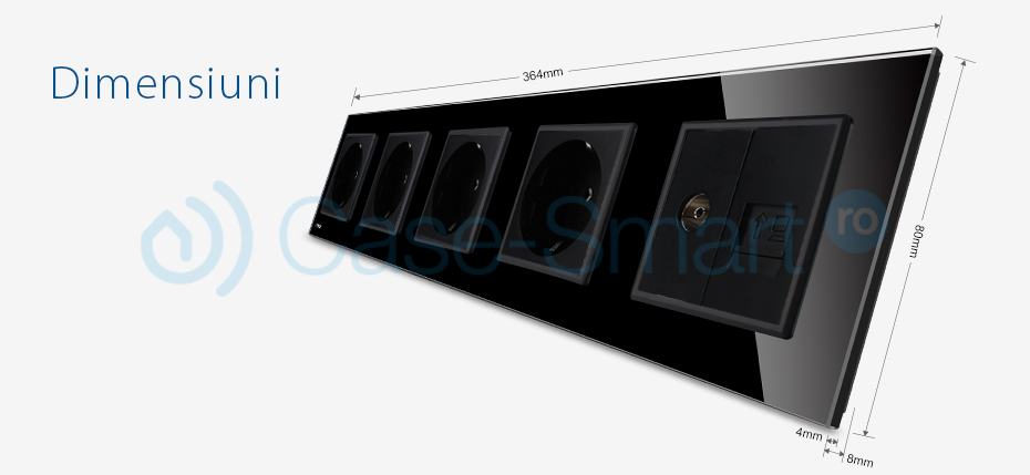 Priza Cvintupla TV Internet Livolo, Sticlă - imagine 6