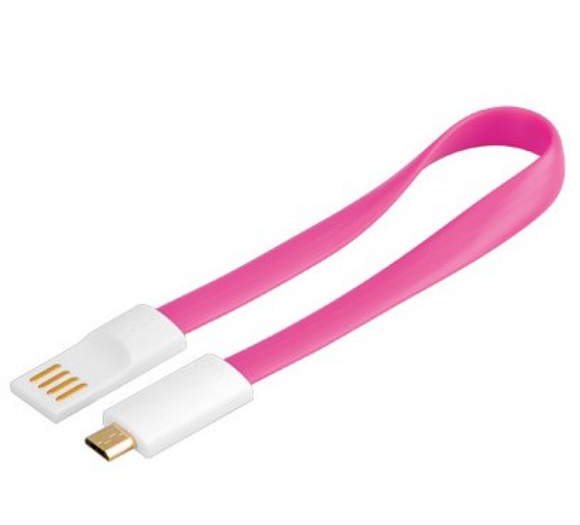 Cablu Magnetic USB 2.0 Micro-B, 0.2m, Roz