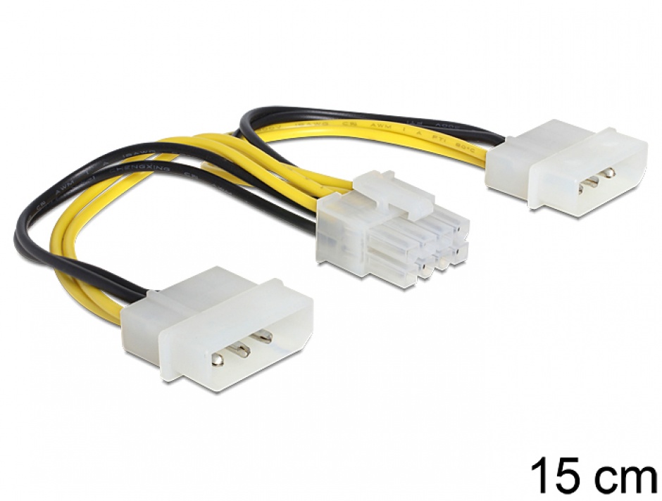 Cablu Delock EPS 8P la 2x Molex, 15cm
