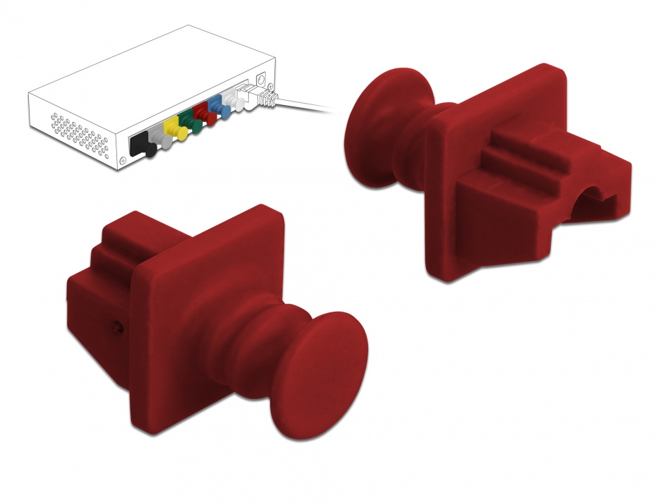 Set 10 Capace Praf RJ45 Rosu Delock