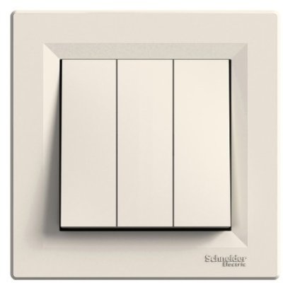 Întrerupător Triplu Schneider Asfora, Crem