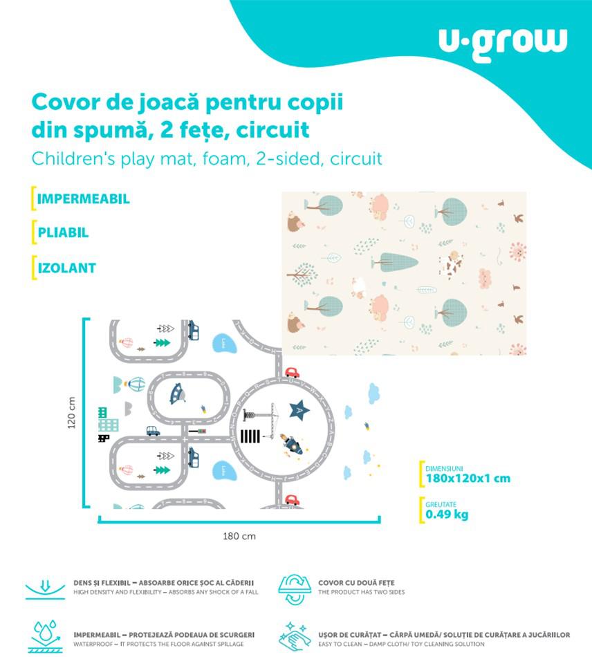Covor Joacă Pliabil 2 Fete 180x120 cm - U-GROW Spumă - imagine 9