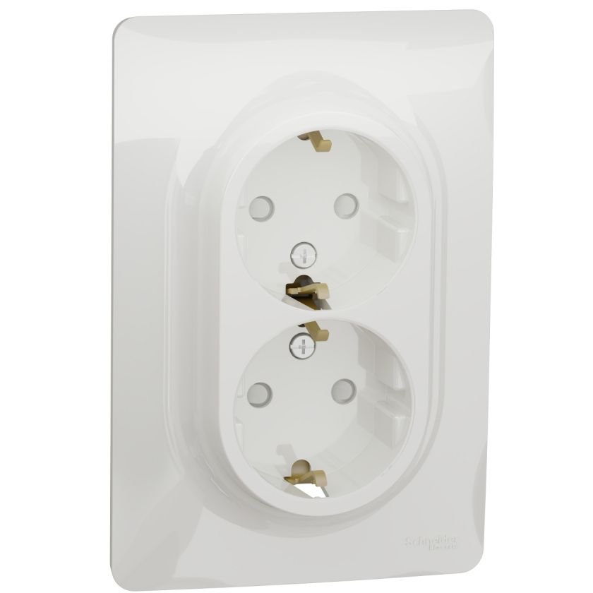 Priza Dubla Schneider Unica cu Protectie CP