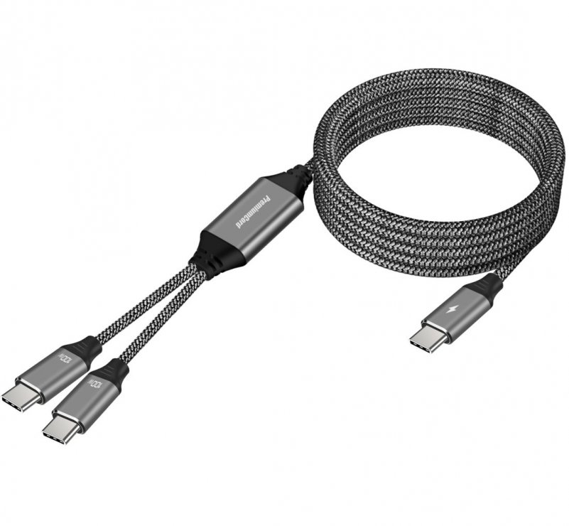 Cablu Fast Charge USB-C la 2x USB-C, 100W, 1m