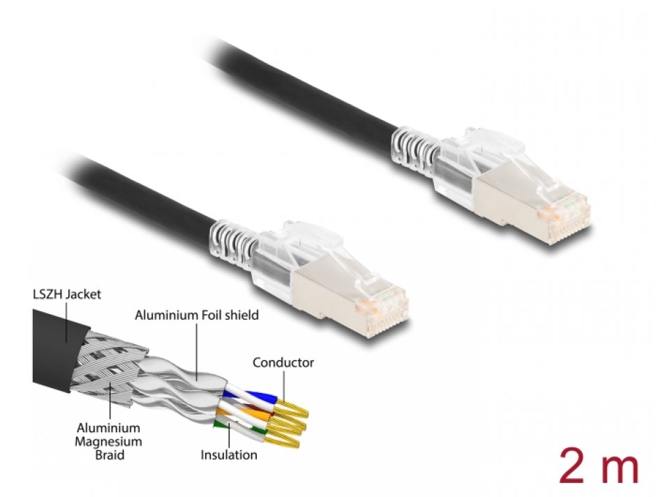 Cablu RJ45 Cat.6A S/FTP 2m Delock cu Blocare