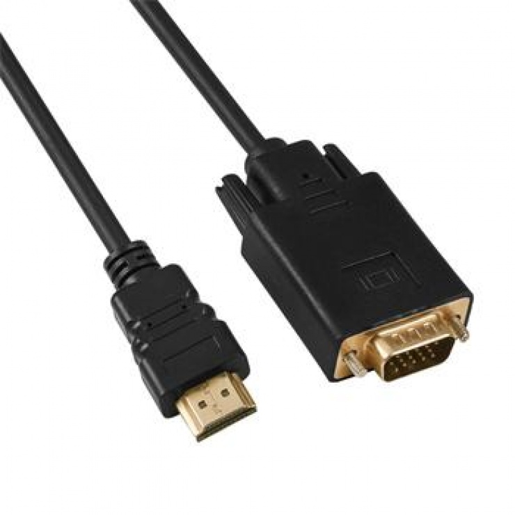Cablu Convertor HDMI la VGA, 2m, Full HD, Placat Aur