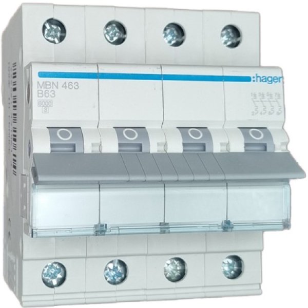 Siguranta Hager 4P 63A 6kA Curba B MBN463