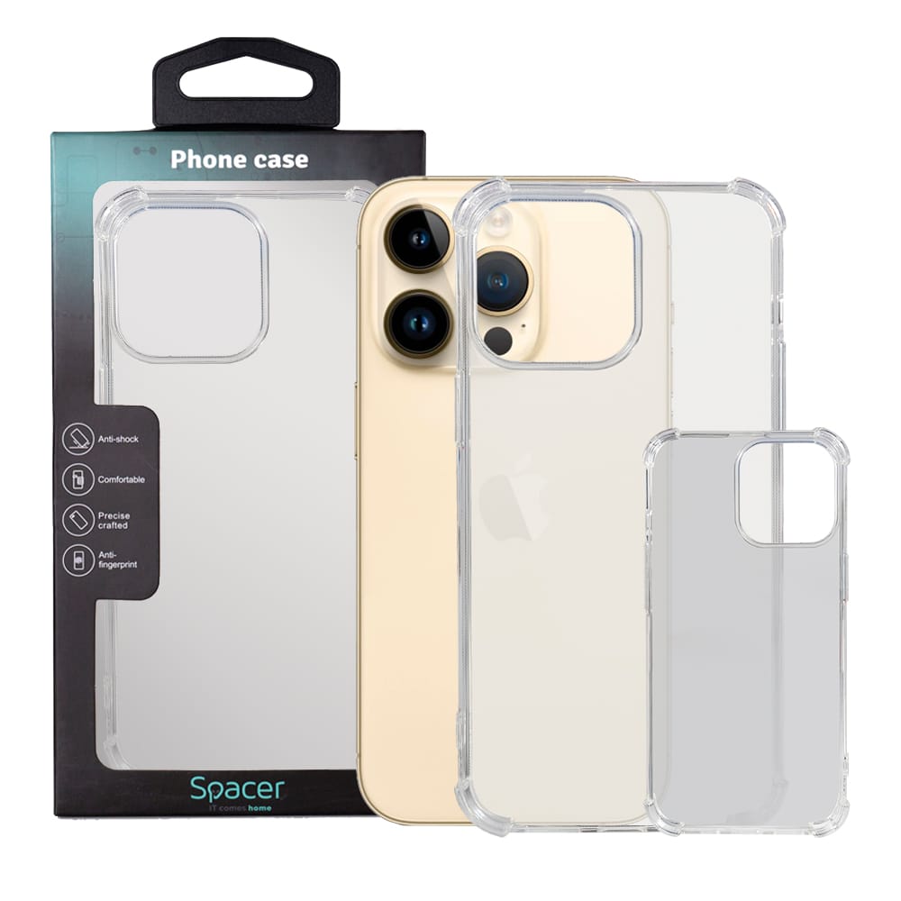 Husă iPhone 14 Pro Max Spacer Transparentă TPU Antisoc - imagine 4
