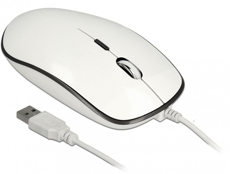 Mouse Delock USB-C, 3200 DPI, Alb
