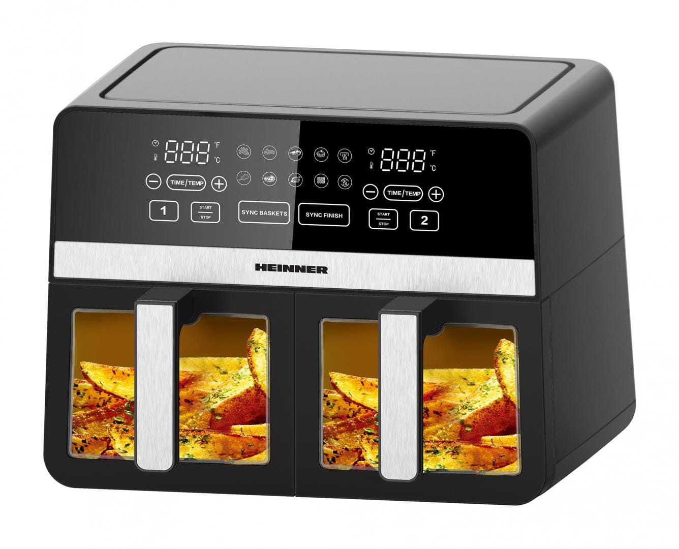 Friteuza Dubla Aer Cald Heinner 9.5L 2400W Digitala Neagra - imagine 2