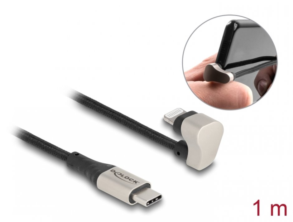 Cablu Delock USB-C Lightning MFi 1m Unghi 180°