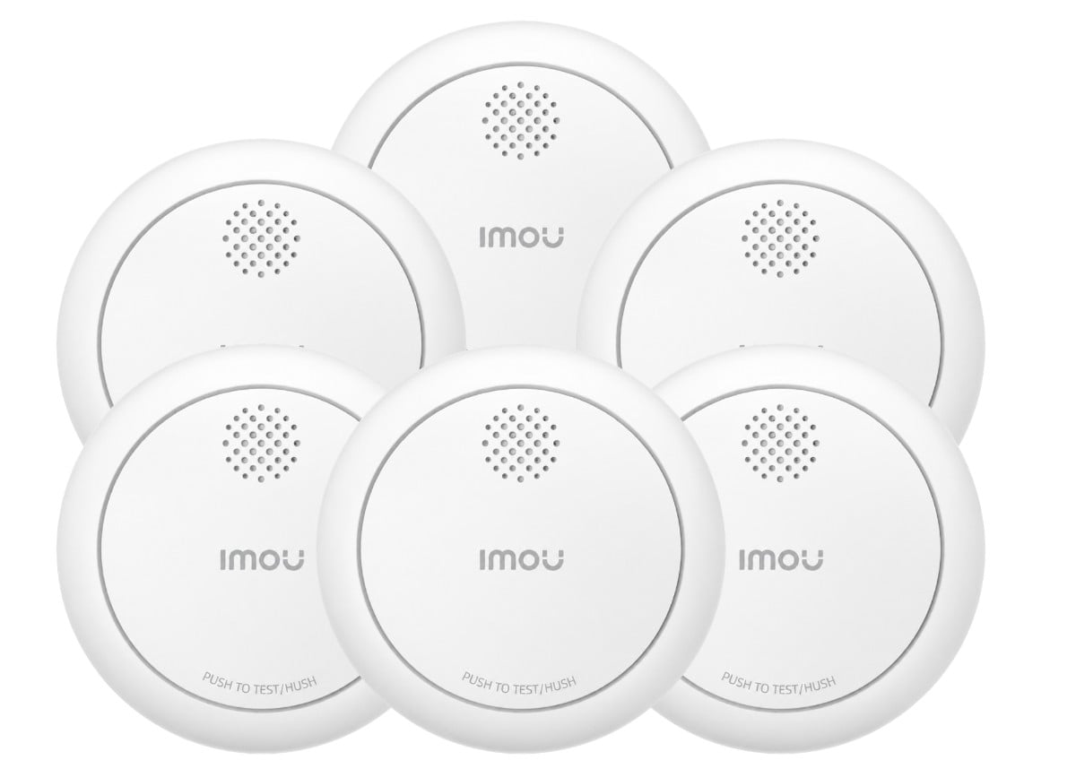 Kit detectie fum Imou ZSM1 Kit-EU-6, 6 detectori, 1 gateway, alarma 85 dB, notificari aplicatie