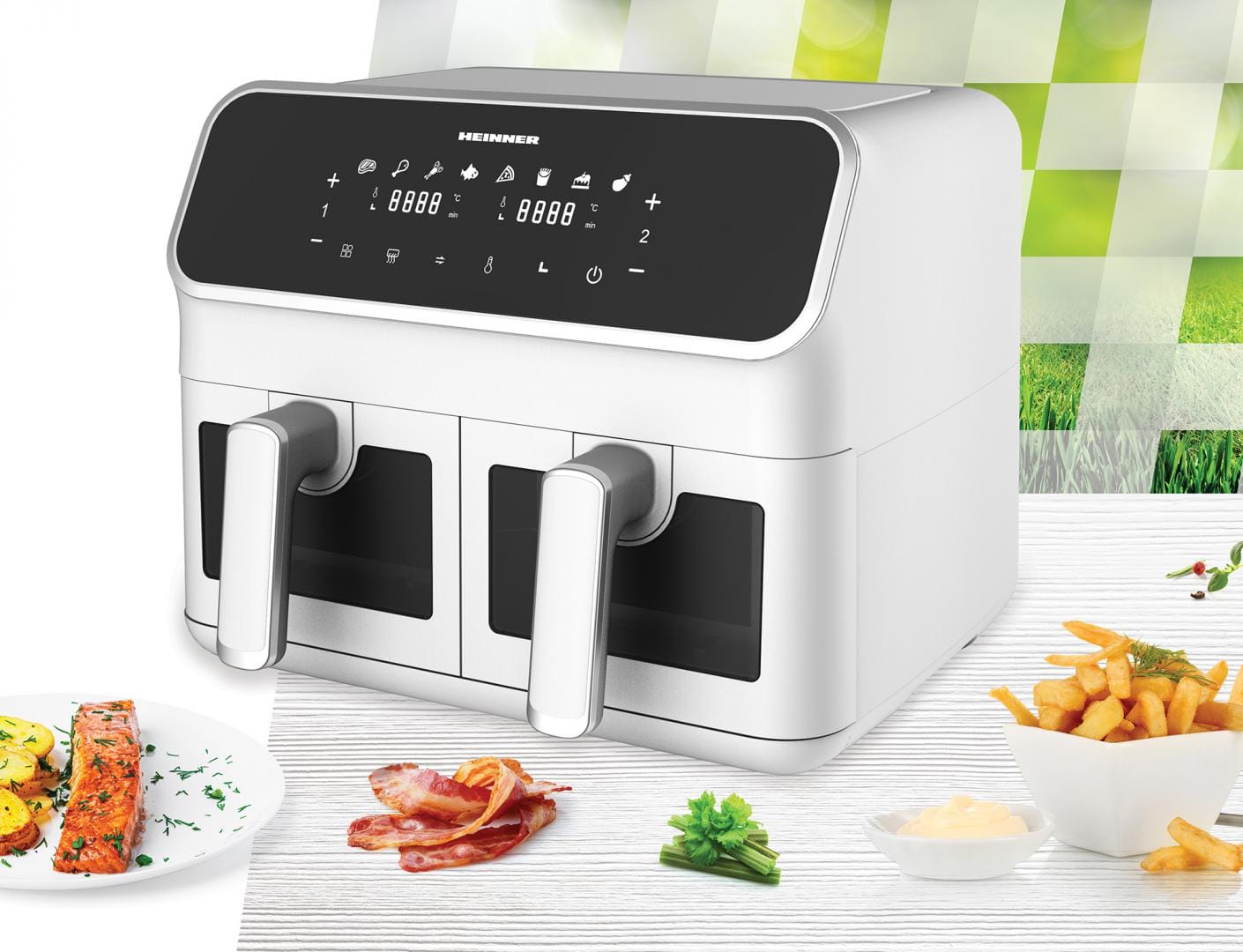 Friteuza Dubla Aer Cald Heinner DualFry 8L 1700W Digitala - imagine 4