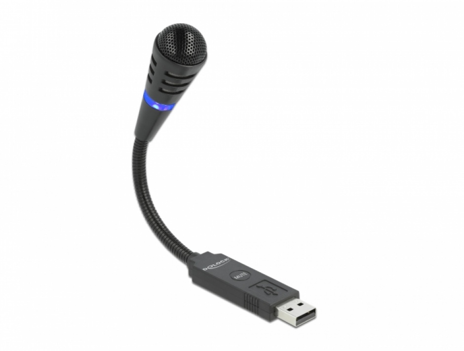 Microfon USB Delock Flexibil cu Buton Mute