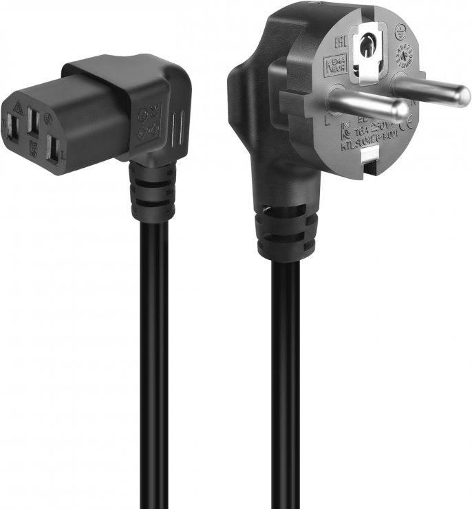 Cablu alimentare PC Oem unghiular Schuko C13 2m negru