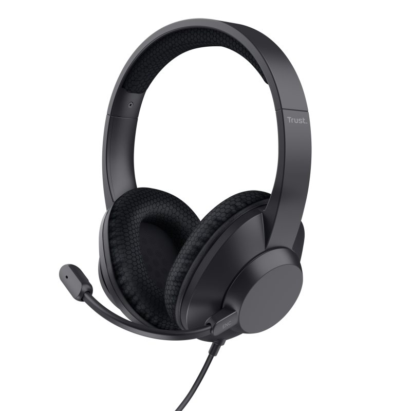 Casti cu fir Trust Ayda Max, interfata USB-C, USB-A, frecventa raspuns 20 Hz, 20.000 Hz, sunet stereo, negru