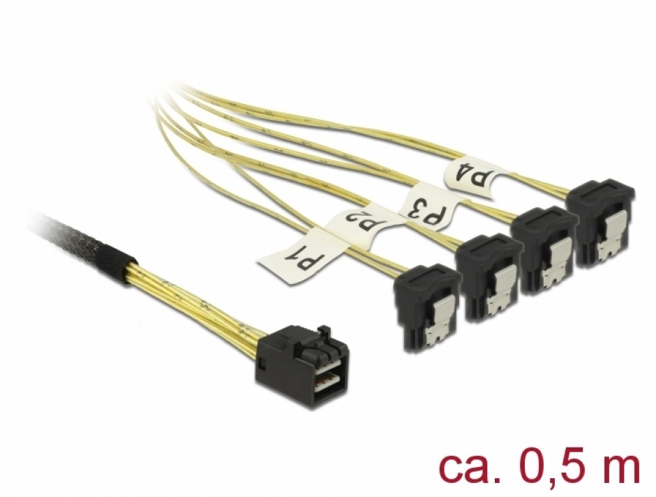 Cablu Delock Mini SAS HD la 4x SATA 0.5m