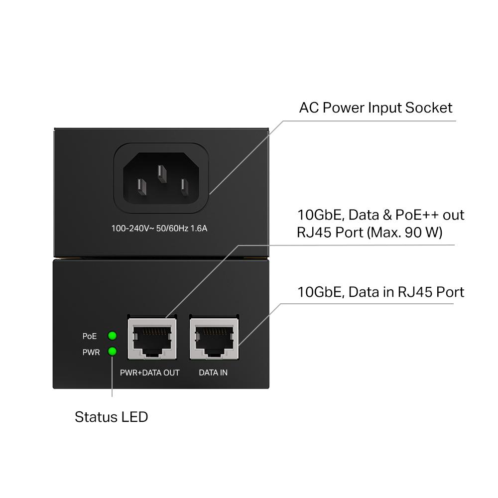 Injector PoE++ TP-Link POE380S 10G 90W pentru Rețele High-Speed - imagine 3