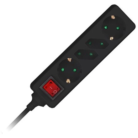 Prelungitor V-TAC 4 Prize, 1.5m, Negru - imagine 1