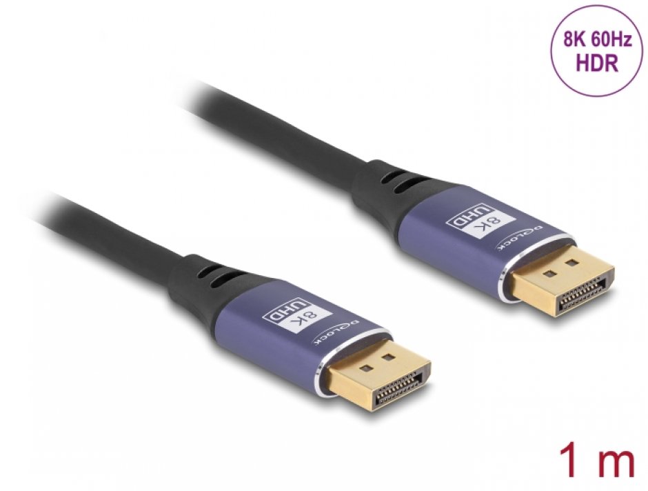 Cablu DisplayPort 8K Delock 1m, Negru/Mov