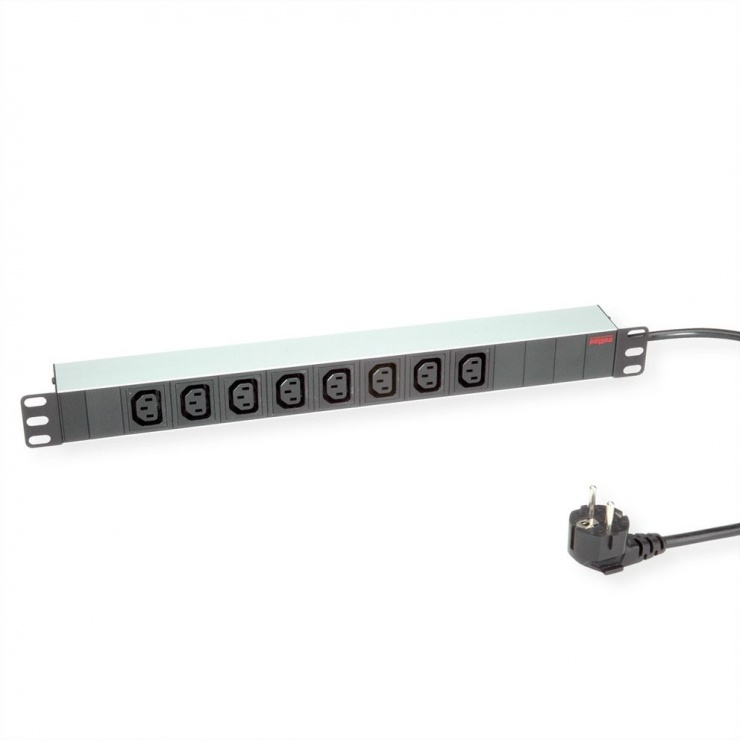 Prelungitor Roline 19" Schuko/IEC Aluminiu 2m