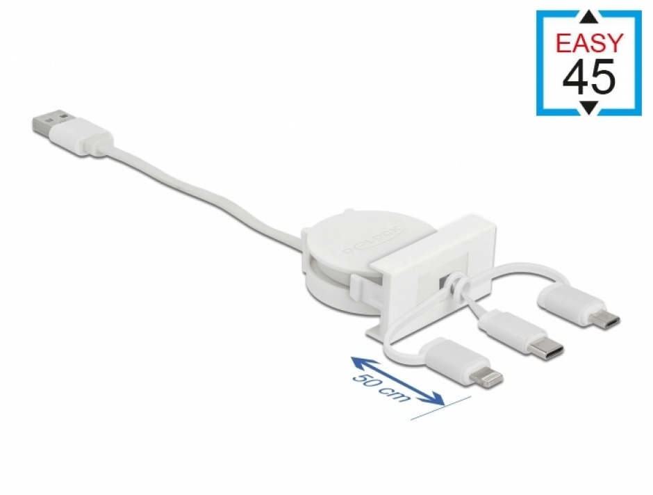 Modul Easy 45 Cablu Retractabil 3-în-1 Delock