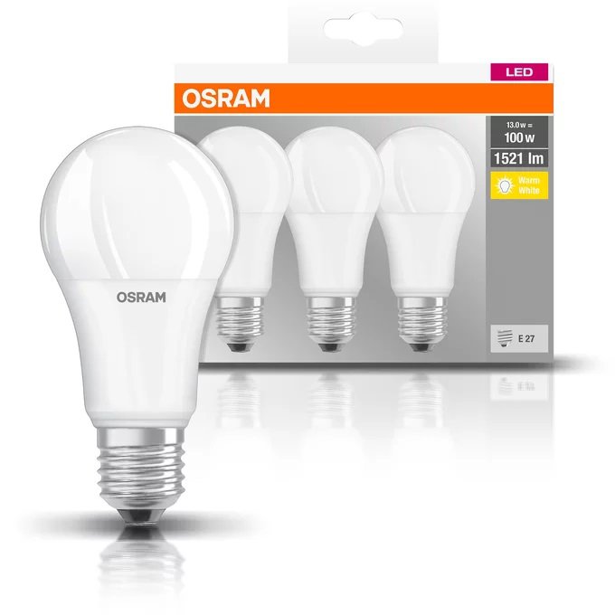 Set 3 Becuri LED Osram 13W, Lumina Caldă E27