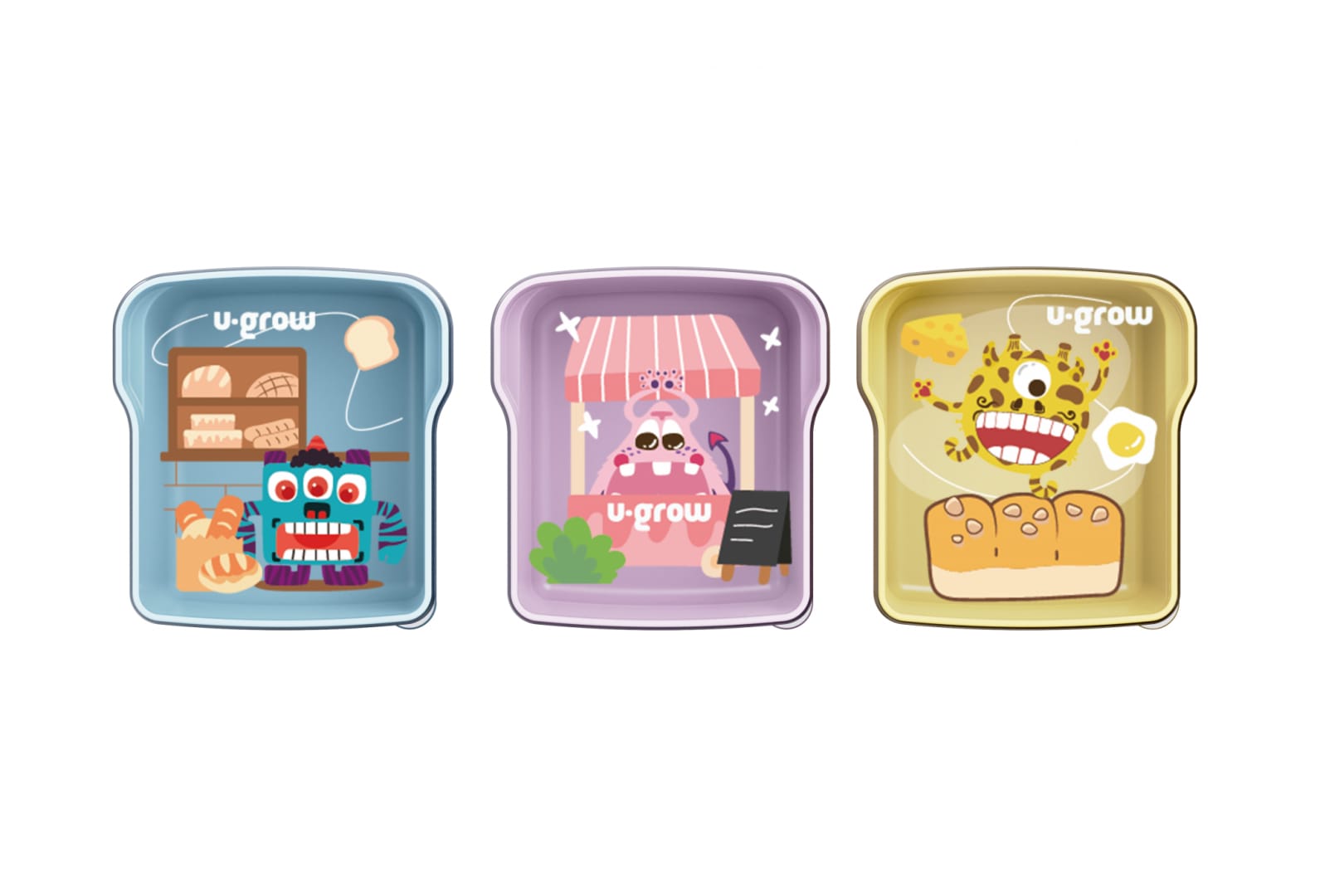 Set 3 Caserole Copii U-Grow 300ml - Fără BPA, Multicolor - imagine 2
