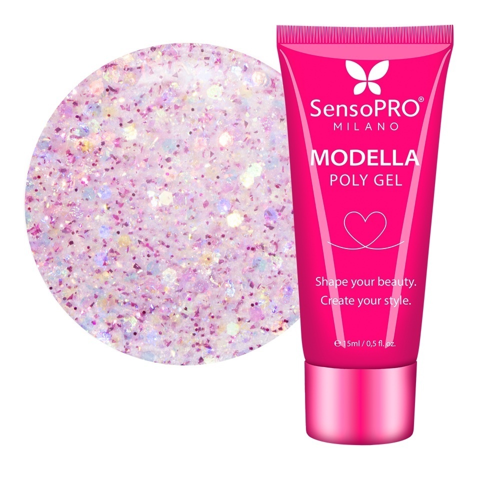 Polygel MODELLA SensoPRO Milano - Aurora Rose, 15ml