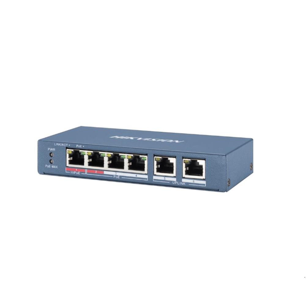 Switch HIKVISION DS-3E0106HP-E 4-port HiPoE - Rețea Simplă