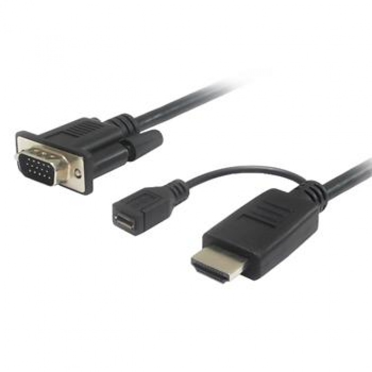 Cablu HDMI la VGA 2m cu Alimentare OEM