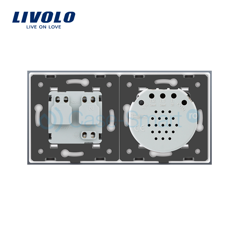 Intrerupator si Priza Livolo cu Touch si Rama Sticla - imagine 4