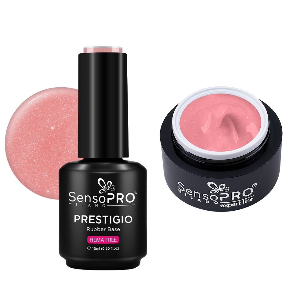 Set Gel Constructie si Rubber Base SensoPRO Milano, 2x15ml