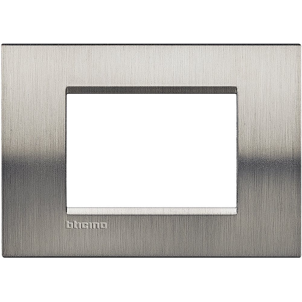 Rama 3 module Bticino Living Light, oțel lucios