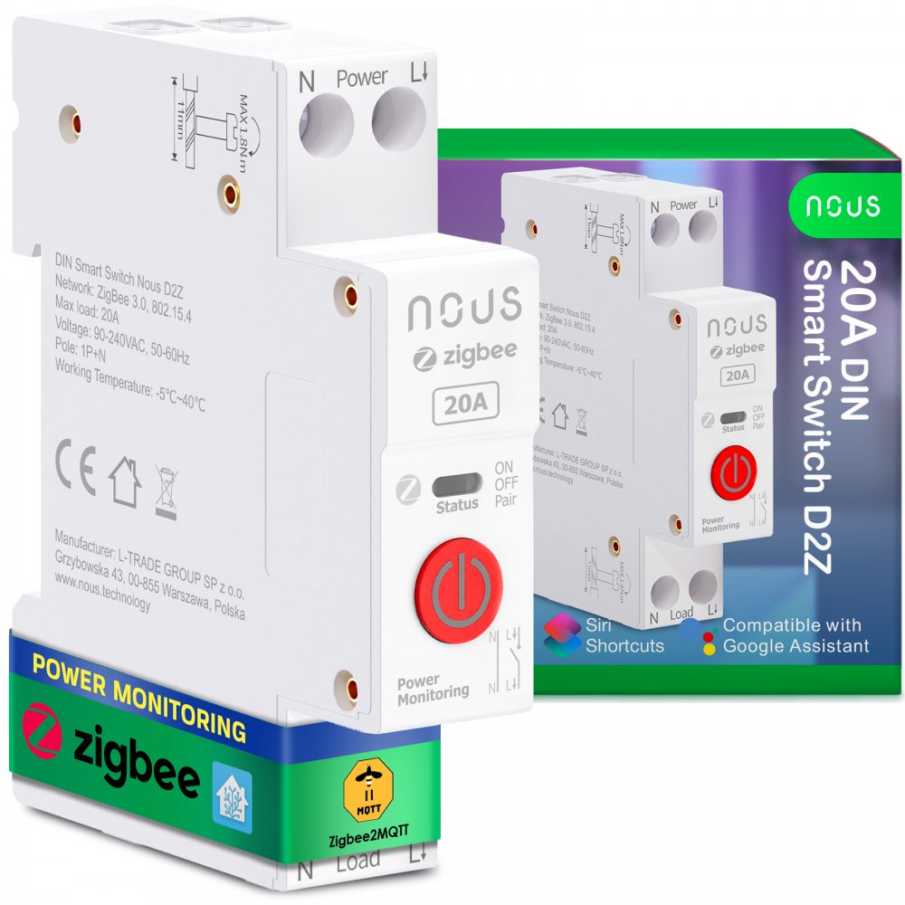 Siguranță Nous D2Z ZigBee 20A cu Monitorizare Energie