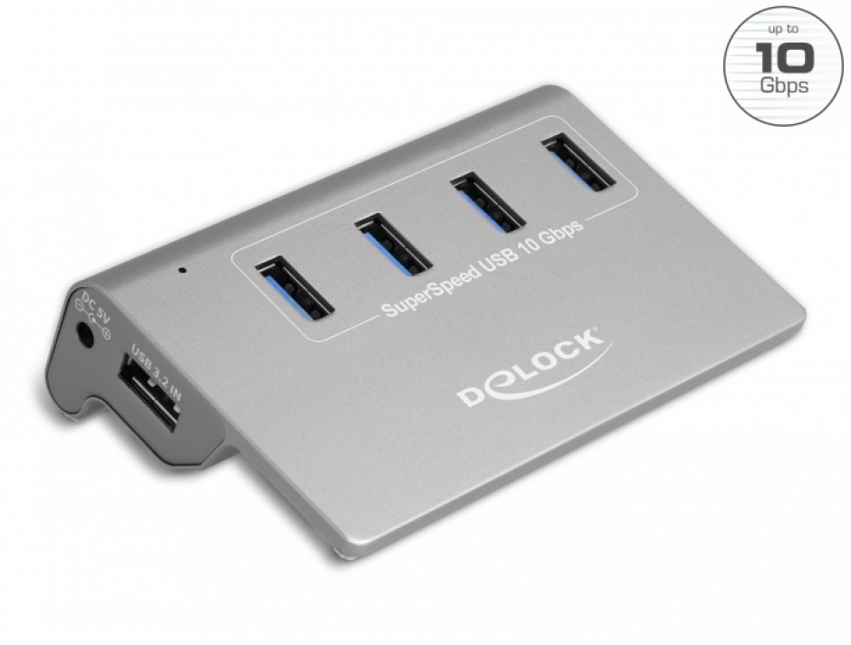 Hub USB 3.2 Delock 4x Porturi, Metalic
