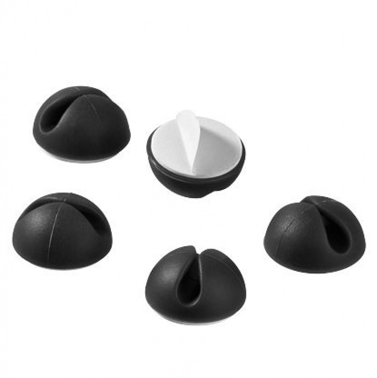 Set 5 Ghidaje Cablu Birou Goobay, Negru