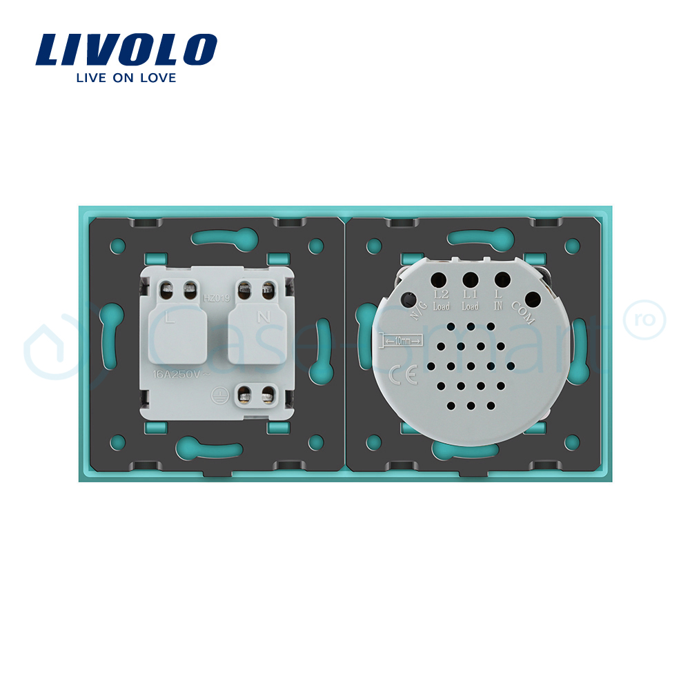 Intrerupator Dublu + Priza Livolo, Sticla Touch - imagine 12