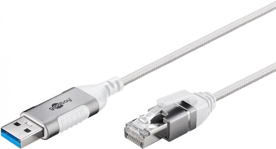 Goobay Cablu USB-A la RJ45 Cat.6 Gigabit 1m Alb