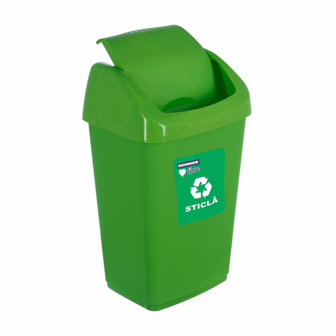 Cos Gunoi Reciclare Heinner 35L Verde - Capac Batant