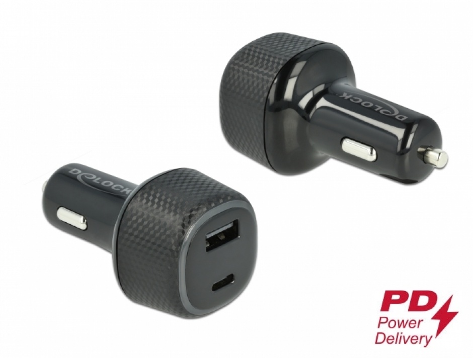 Încărcător Auto Delock 63W, USB-C PD & USB-A