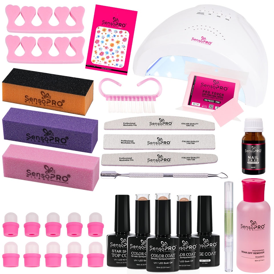 Kit Oja Semipermanenta SensoPRO Milano cu Lampa UV 48W