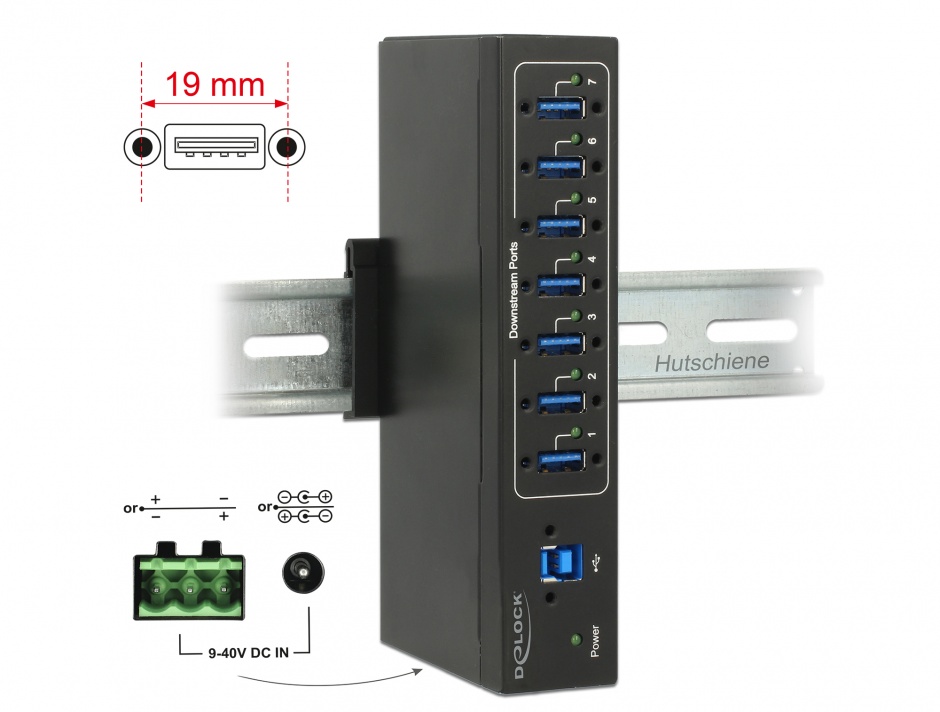 Delock 63311 Hub Industrial USB 3.0 7 Porturi