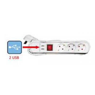 Prelungitor Adeleq 3P+USB 1.5m cu Intrerupator