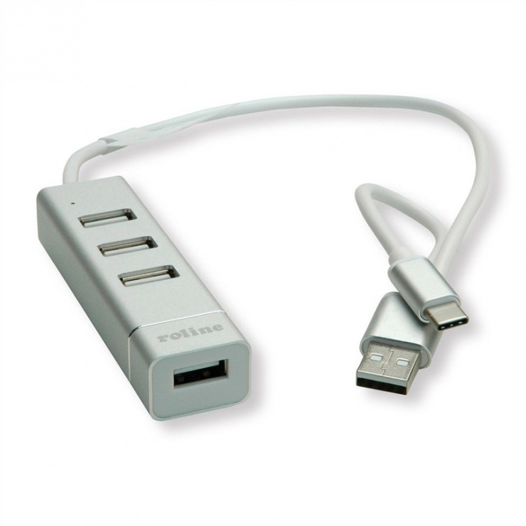 Hub USB 2.0 4 Porturi Roline A+C