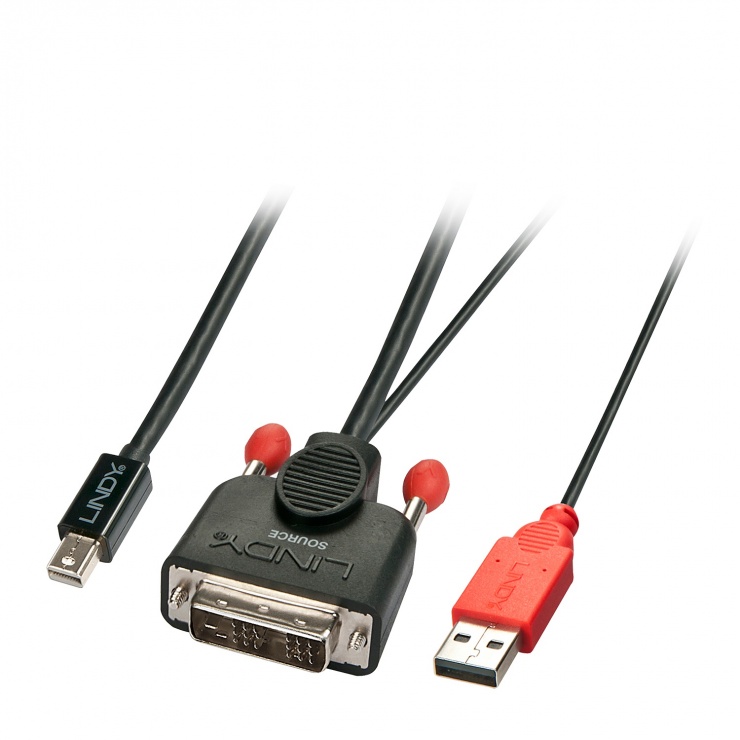Cablu DVI-D la Mini DisplayPort Activ, Lindy, 1m