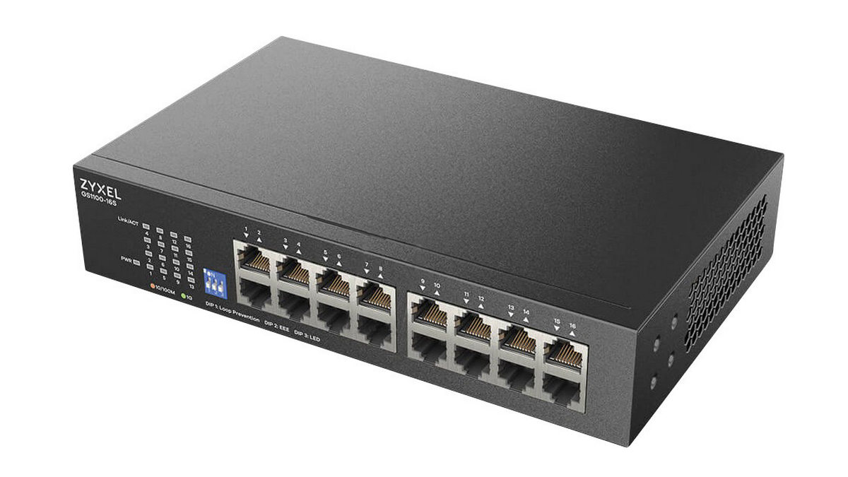 Switch Zyxel GS1100-16S, 16 porturi Gigabit, silentios