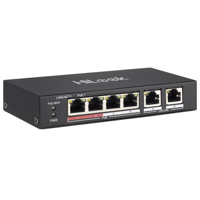 Switch HiLook 4 PoE + 2 UpLink | 35W, Retelistica Eficienta