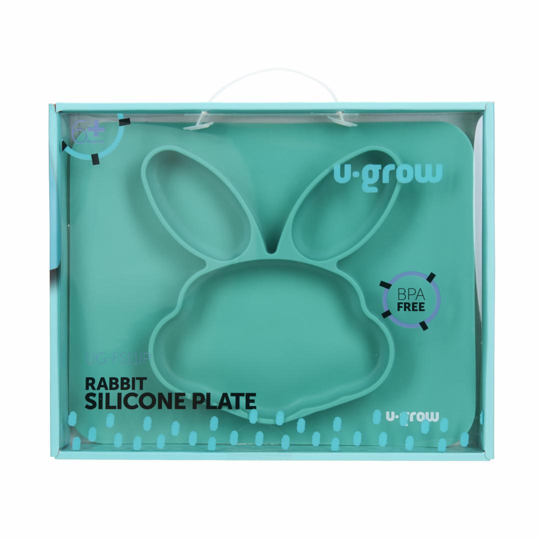 Farfurie Silicon Iepuraș U-Grow – Compartimentată și Anti-alunecare - imagine 3